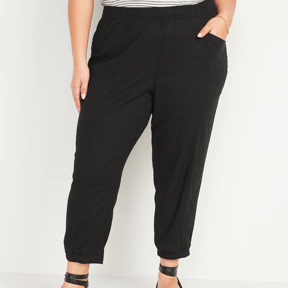 Old Navy High-Waisted Cropped Linen-Blend Pants for Women - Picture 1 of 7